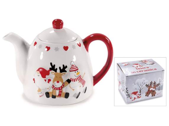 Théière de Noël en céramique 800 ml avec détails en relief