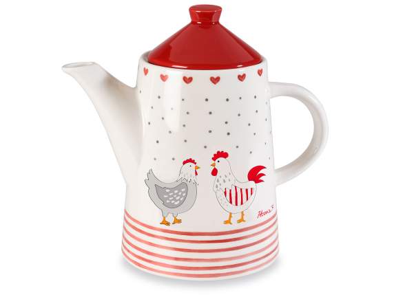 Théière en céramique de 900 ml avec couvercle et décorations