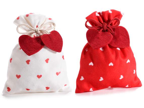 Cloth bag with tie with cloth hearts