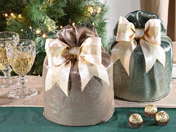 Sac Panettone en tissu brillant avec cordon de serrage