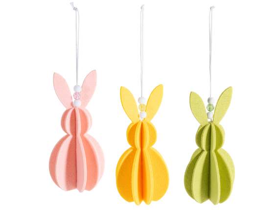Lapin suspendu en trois dimensions, fabriqué en tissu coloré