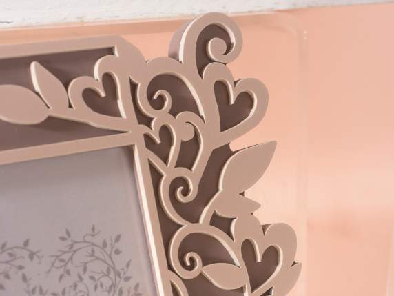 Wooden photo frame with Tree of Life decoration to stand