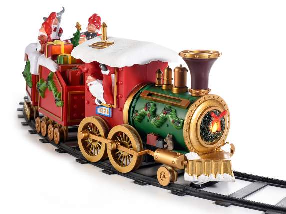 Tren navideño con música y luces en caja regalo