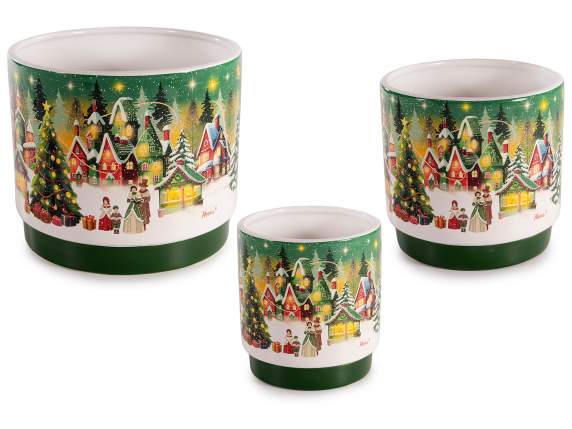 Lot de 3 vases de Noël en céramique