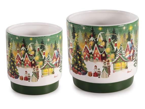 Lot de 2 vases en céramique de Noël