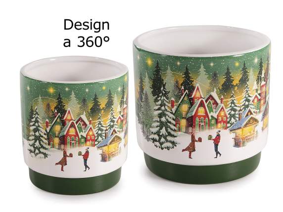 Lot de 2 vases en céramique de Noël