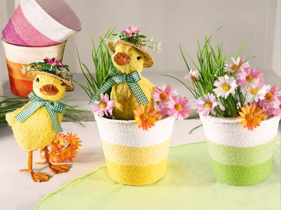 Panier en papier tressé coloré avec doublure intérieure