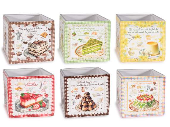 Vaza patrata din ceramica cu decoratiuni si scrieri dulci