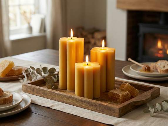 Juego de 3 velas de cera de abejas con forma de flor