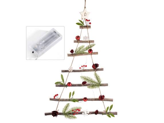 Árbol de Navidad de madera con luces LED para colgar