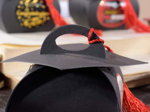 Boîte en papier tactile Graduation avec pompon
