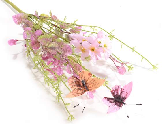 Bouquet de fleurs sauvages artificielles avec papillon