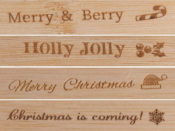 Ustensile en bois de bambou avec inscriptions de Noël