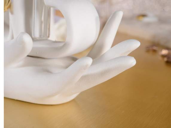 Main 2 coeurs en porcelaine, bâton de parfum et coeur doré