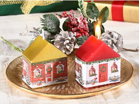 Bougie de Noël colorée en forme de maison