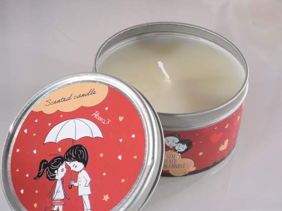 Bougie parfumée dans une boîte ronde en métal pour amoureux