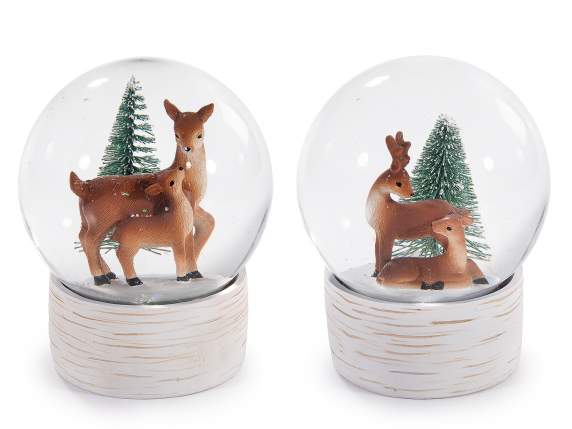 Boule à neige de Noël avec cerf en résine