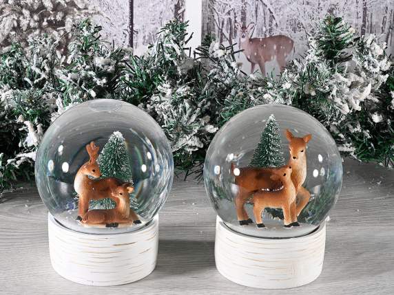 Boule à neige de Noël avec cerf en résine