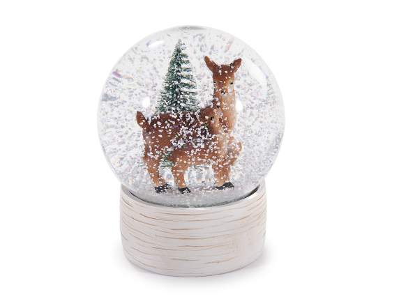 Boule à neige de Noël avec cerf en résine