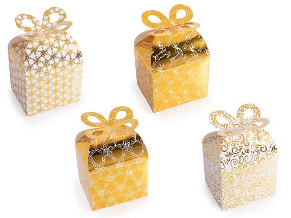 Boîte en papier de Noël avec fermeture à nœud