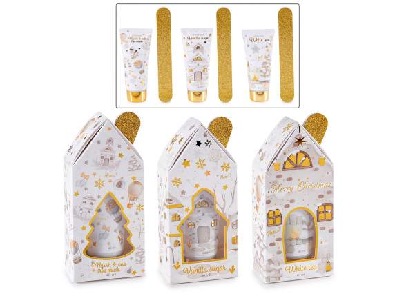 Coffret cadeau en forme de maison avec crème pour les mains