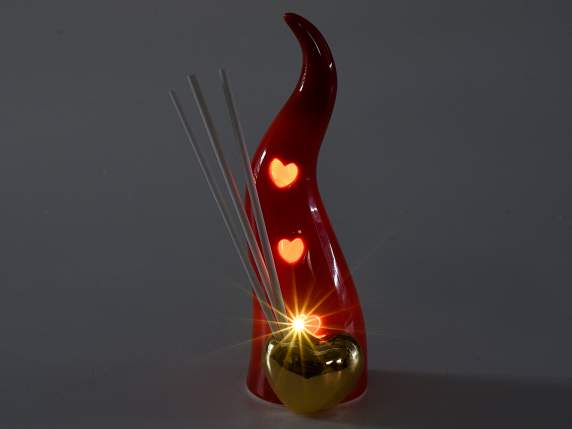 Corne porte-bonheur LED en porcelaine et bâton parfumé