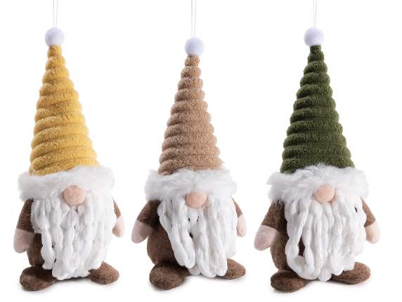 Père Noël en tissu avec bonnet à suspendre - placer