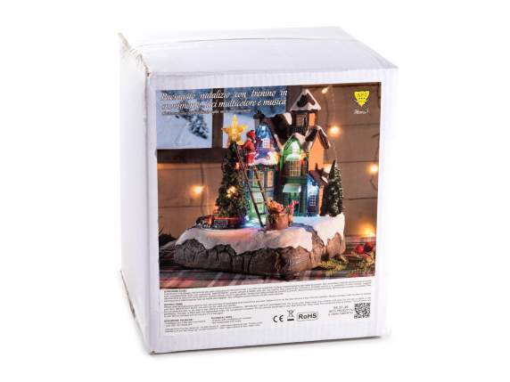 Paysage de Noël avec mouvement,lumières multicolores,musique