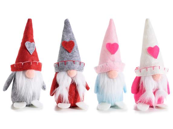 Gnome amoureux en tissu avec porte-bonbons zippé