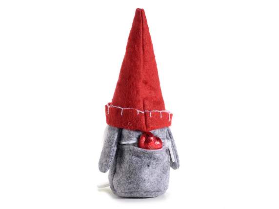 Gnome amoureux en tissu avec porte-bonbons zippé
