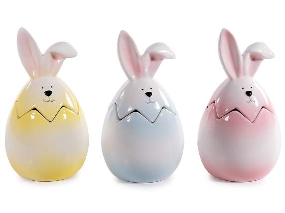 Boîte à œufs en céramique avec couvercle en forme de lapin