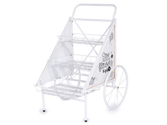 Desserte en métal blanc décorée de 3 étagères