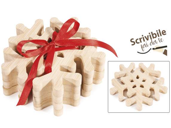 Lot de 4 sous-verres en bois en forme de flocon de neig