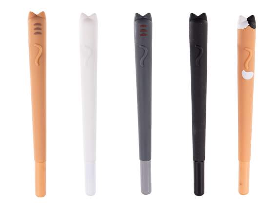 Stylo à bille en silicone avec des chatons colorés