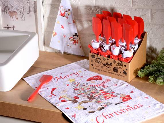 Torchon éponge de Noël avec spatule en silicone