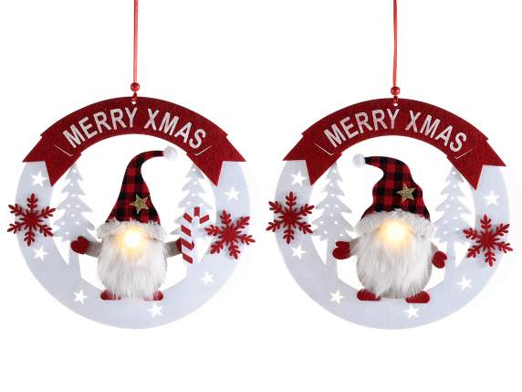 Décoration Merry Xmas en tissu avec lumière à suspendre