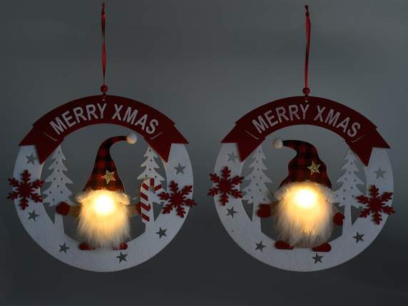 Décoration Merry Xmas en tissu avec lumière à suspendre