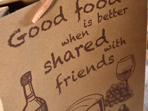 Grand sac - enveloppe en papier naturel imprimé Gourmet