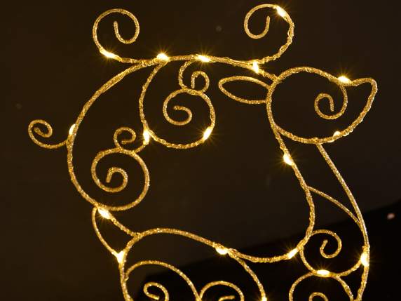 Motif de Noël en métal doré et lumières LED blanc chaud
