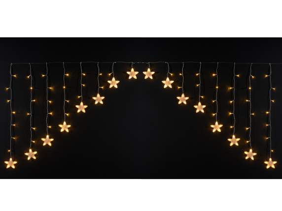 Rideau lumineux pluie étoile, 16 fils, 136 LED blanc chaud