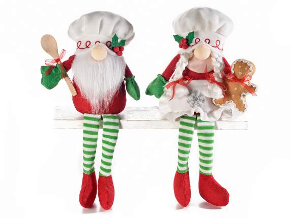 Père Noël et Maman Noël cuisinent de longues jambes en tissu