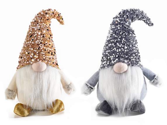 Père Noël en tissu avec chapeau à sequins modelable