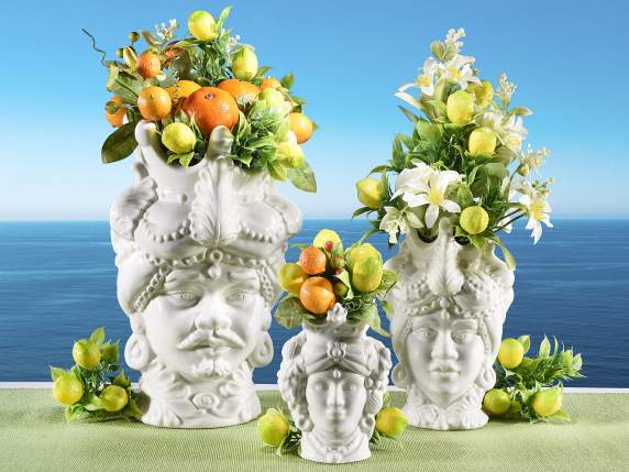 Vase Tête de Maure en porcelaine blanche
