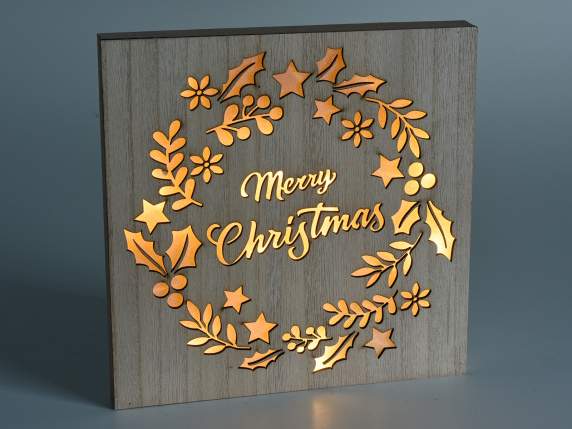 Tableau en bois sculpté avec éclairage LED à suspendre-sur p