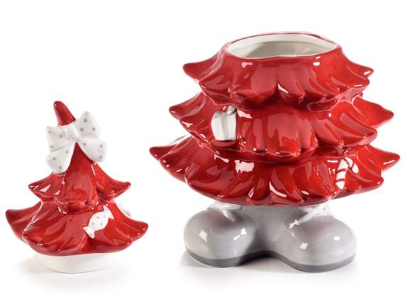 Pot de sapin de Noël en céramique colorée brillante