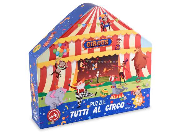 Puzzle 48 tuiles en carton avec boîte Tente Cirque