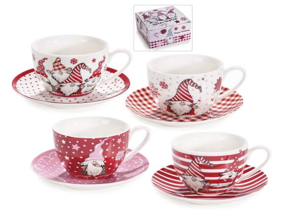 Tasse à thé en porcelaine décorée avec soucoupe et boîte. ca