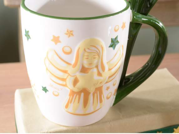 Mug en céramique avec cuillère décors Ange