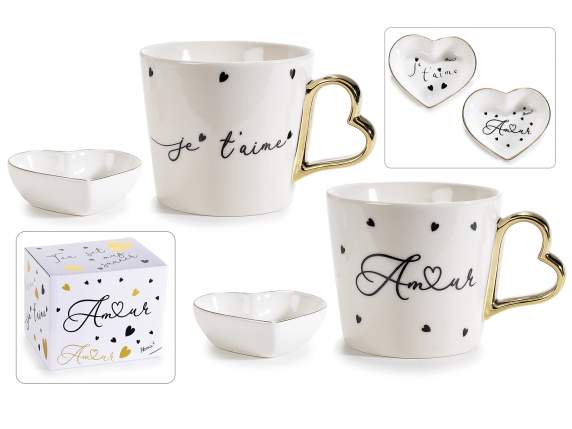 Mug Amour avec bol en porcelaine dans une boîte cadeau