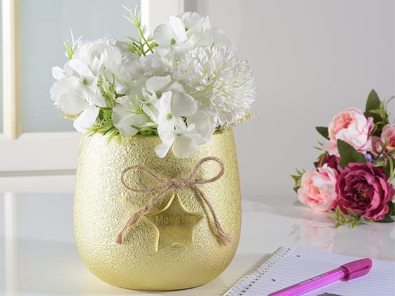Vase en céramique doré avec cordon et étoile Maestra
